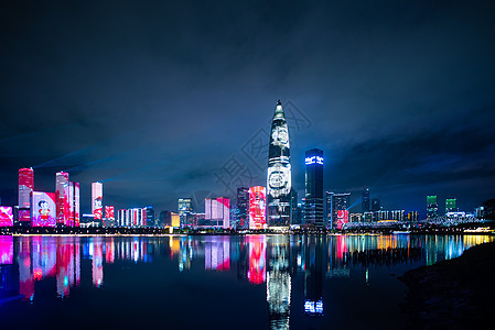 中国深圳20198月夜间深圳城市景观图片