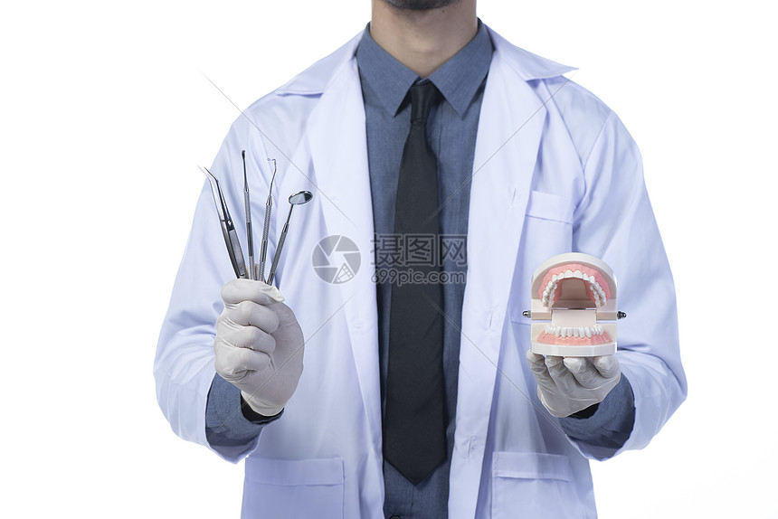 牙医用牙科工具隔离白色背景上图片