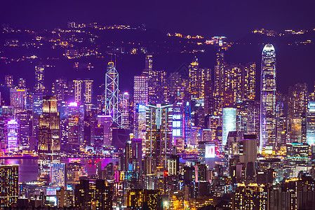 中国香港20198月香港夜景,天空刮刀大楼背景图片