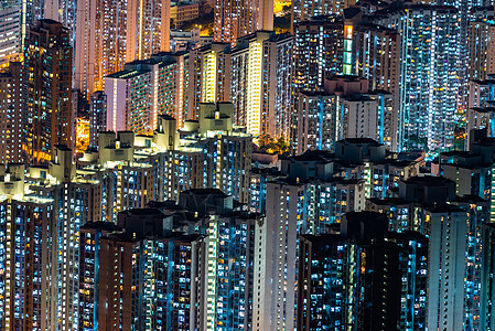 香港城市景观夜间,天空刮板建筑图片