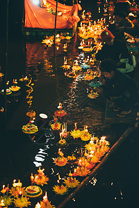 泰国水灯泰国曼谷201911月11日泰国泰寺罗伊克拉通节的庆祝活动背景