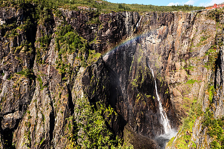 伏林斯福森瀑布与彩虹夏天,马博登山谷挪威旅游哈丹戈维达路线,旅游公路7,Eidfjord观光旅游沃林斯福森瀑布,哈丹图片