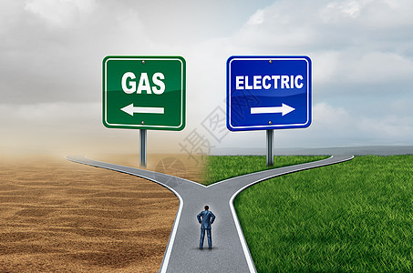 气体与电能运输燃料汽油与电池技术与三维插图元素图片