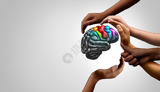 心理健康支持自闭症大脑自闭症症状阿斯伯格综合征神经病学图标心理学精神病学诊断的三维插图风格图片