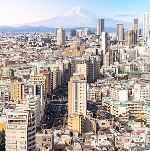 东京天际线摩天大楼东京新宿病房的鸟瞰图,背景富士山图片