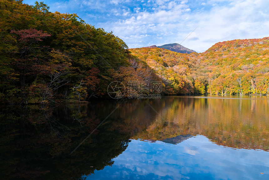秋落湖与倒影青森日本东北高清图片下载 正版图片 摄图网
