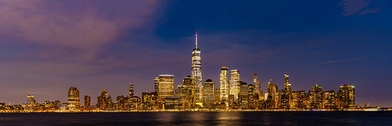 纽约市下曼哈顿天际线城市景观黄昏新泽西图片
