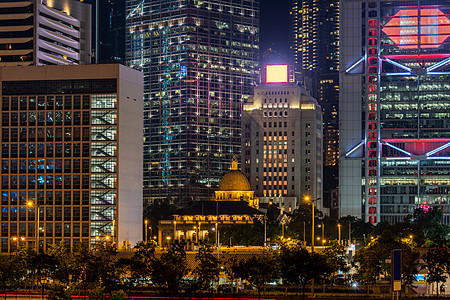 香港市中心地区香港天际线摩天大楼的城市景观图片