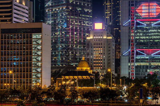 香港市中心地区香港天际线摩天大楼的城市景观图片