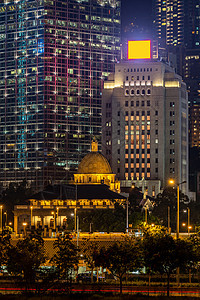 香港市中心地区香港天际线摩天大楼的城市景观图片