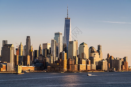 新泽西俯瞰纽约市曼哈顿天际线城市景观图片
