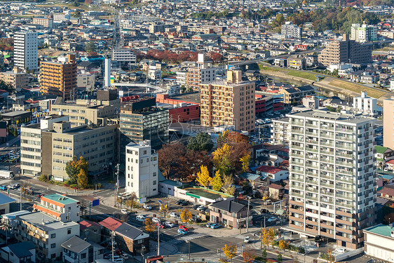 日本福岛县高山市的鸟瞰图图片