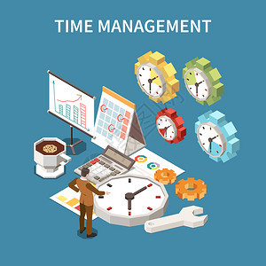时间管理计划与截止日期符号等距矢量插图图片