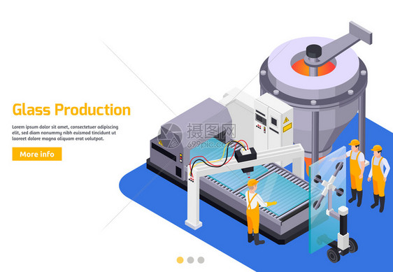 璃制作等距背景与可编辑文本阅读更多按钮成璃工程机械图像矢量插图图片