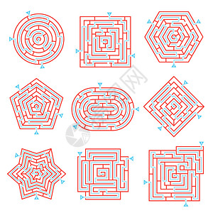 迷宫游戏方式Rebus与孤立迷宫图像空白背景与解决方案路径标记矢量插图图片