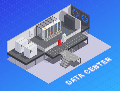 数据中心设施基础设施等距成与存储资源冷却设备气流装置发电机矢量图图片