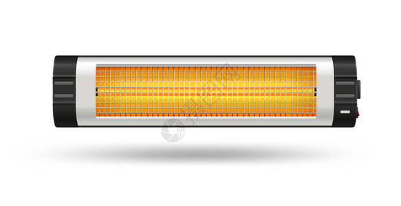 红外安防红外加热器的真实成与孤立图像的加热器头阴影空白背景矢量插图插画