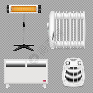 加热器透明背景上真实的孤立加热器图像集,同的模型世代矢量图图片