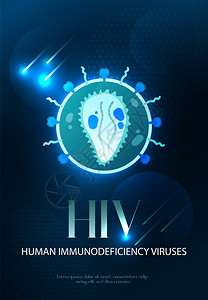 艾滋病人类免疫缺陷病警告艾滋病意识公共卫生运动显眼的发光黑色背景海报矢量插图背景图片