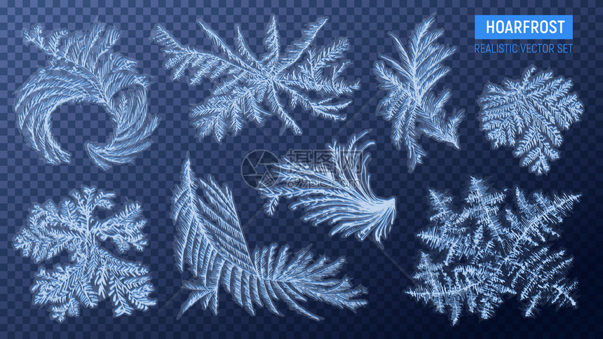 真实的霜冻透明与图像雪漩涡透明的背景与文本矢量插图插画图片下载