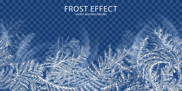 霜冻效应透明背景与冬季时间符号现实矢量插图图片