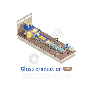 胡椒磨平板璃薄板生产线等距成与炉浮磨璃金属床矢量插图插画