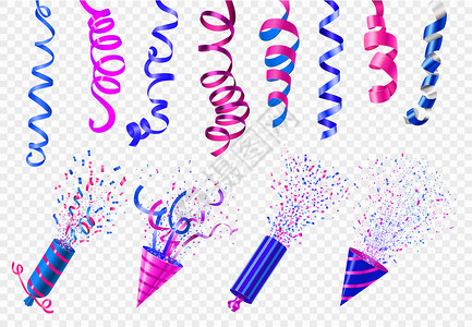 派庆祝活动节日现实悬挂蛇形锥波普尔透明背景孤立矢量插图图片