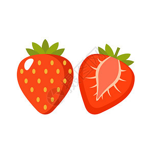 草莓白色背景上分离矢量插图图片