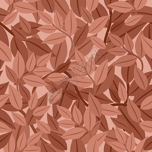 棕色叶子的无缝图案矢量插图图片
