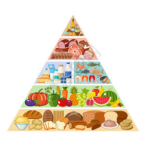 食物金字塔健康饮食信息图矢量平插图图片