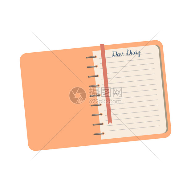 白色背景上的个人日记笔记纸笔记本矢量平插图插画图片下载-正版图片