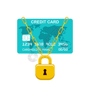 支付卡锁银行业务矢量插图图片