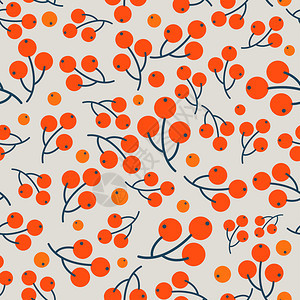 无缝诞冬季图案的光背景橙色浆果用于纺品纸张上无缝印刷的矢量插图光背景上的无缝诞图案矢量插图图片