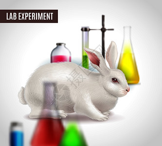 科学实验室实验海报与白兔试管与化学现实矢量插图实验室实验海报图片