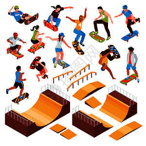 公园滑板插画_公园滑板卡通_公园滑板插图_手绘_板绘_摄图网