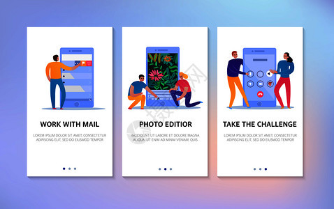 电话互动垂直横幅与文本字段人用邮件照片编辑器图标平孤立矢量插图手机互动横幅图片