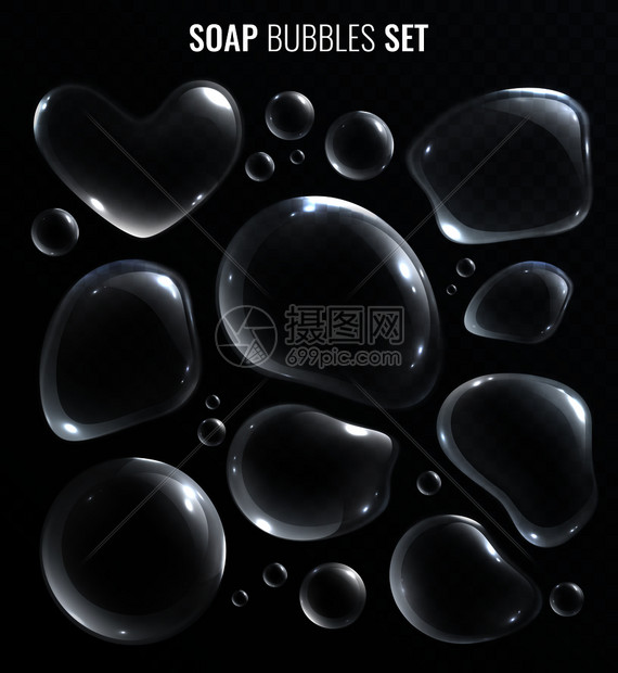 肥皂气泡真实隔离透明背景矢量插图肥皂泡图片