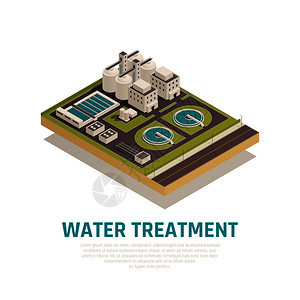 污水清洗处理厂等距成与沉降盆过滤分离氧化净化设施矢量图图片