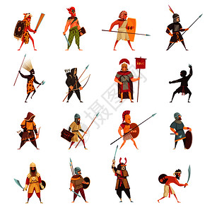 古代战士图标设备平孤立矢量插图高清图片