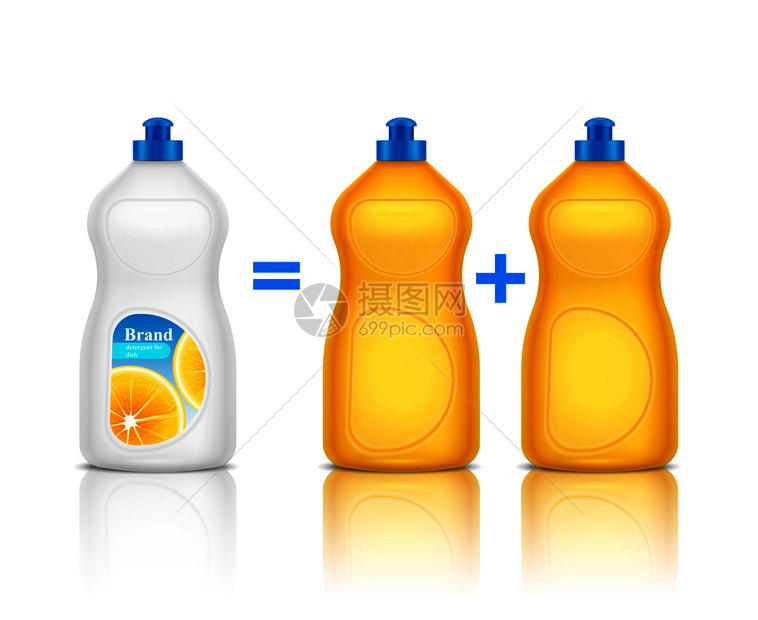 洗涤剂广告现实构图与推广新品牌瓶相比,其他清洗剂矢量插图图片