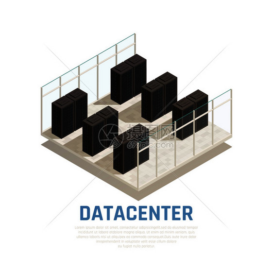 数据中心与服务器数据库计算符号等距矢量插图图片