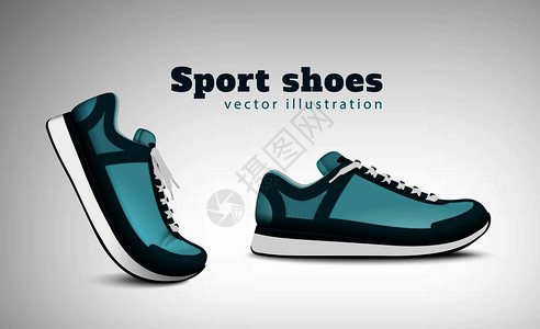 运动训练跑网球鞋广告现实构图与双时髦舒适的日常穿运动鞋矢量插图图片