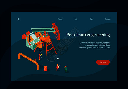 石油工业页与石油工程符号等距矢量插图图片