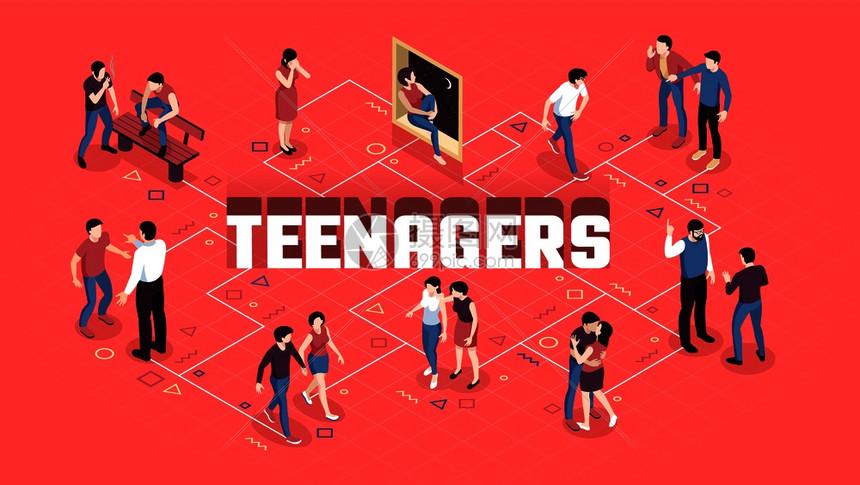 插画 正版插花图片下载,该 插花图片 标题为 等距青少流程图与图像