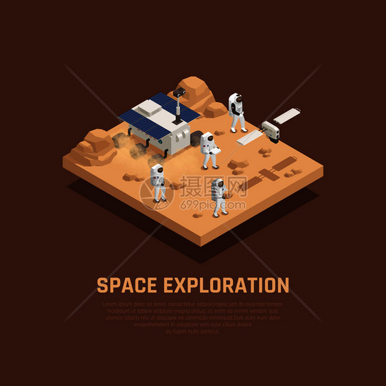 探索与行星SUFRACE研究符号等距矢量插图图片