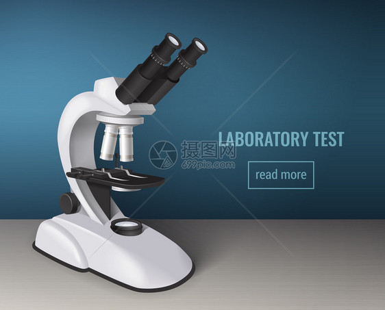 实验室测试背景与真实的显微镜图像,用于网页,广告,医疗卫生服务矢量插图图片