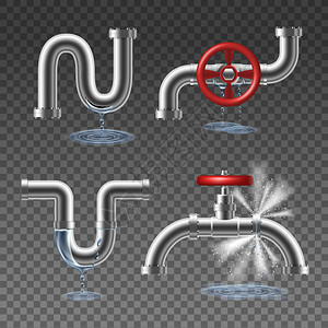 水喷雾管道爆裂水滴飞溅的水写实2x2孤立透明背景矢量插图上插画