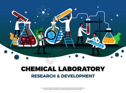 实验室背景成,可编辑文本平符号,人类字符试管矢量插图图片