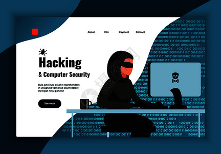 黑客页与计算机安全符号平矢量插图图片
