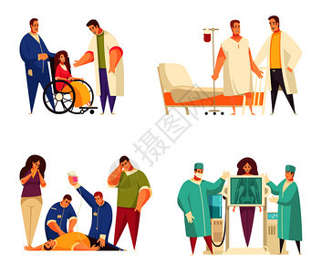 平医疗与养老院再动画透视康复描述矢量插图图片